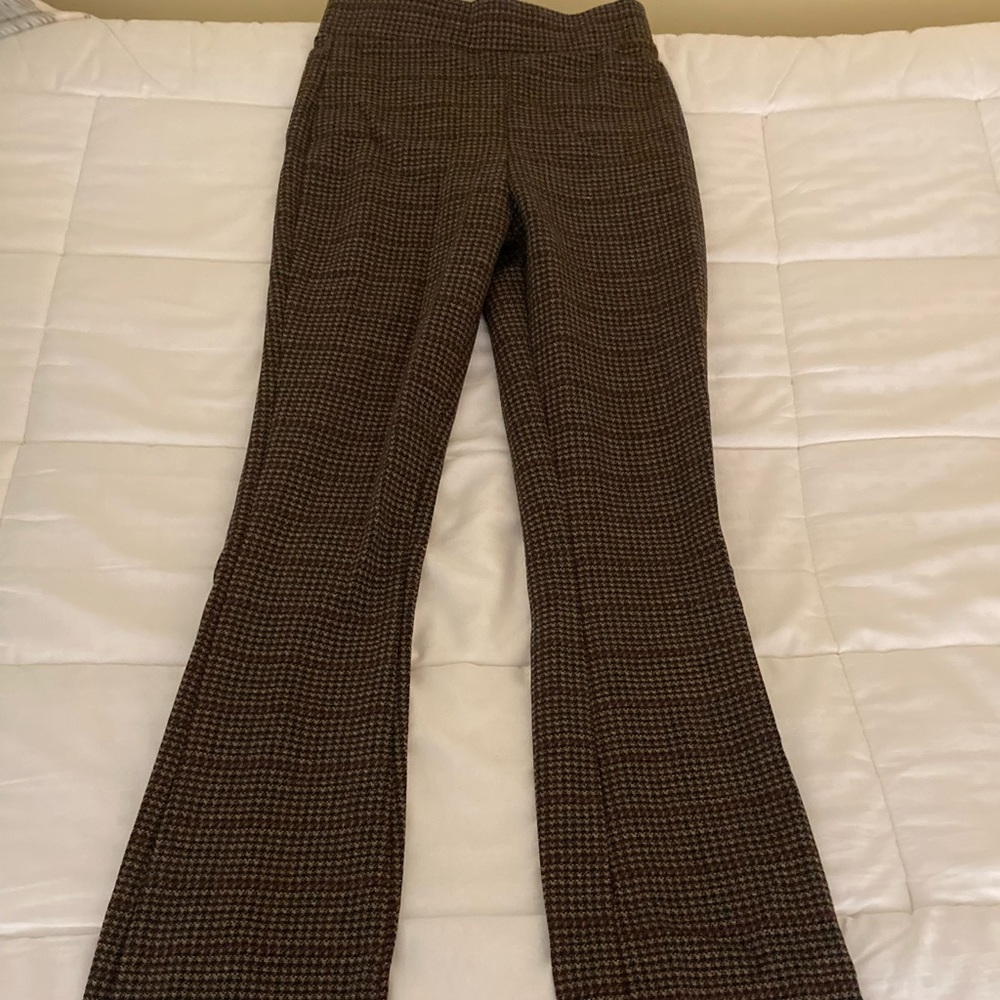 Zara Houndstooth Knit Flare Pants, XS, NWT